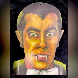 Vtg Count Dracula Vampire Bloodshot Green Eyes Long Sharp Fangs Halloween Rare